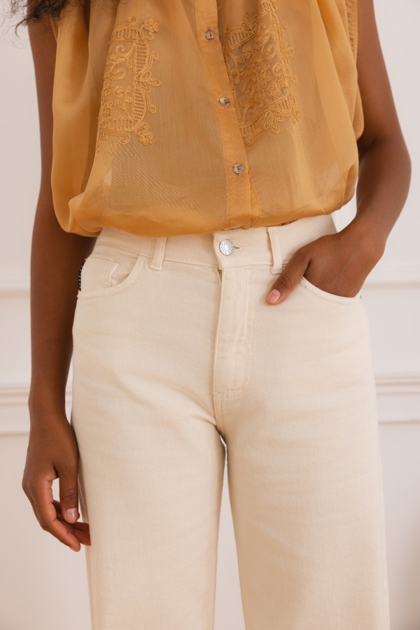 Q114 Jeans Wide Leg Beige