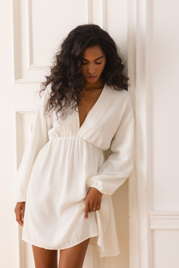 Marina Dress with Tie White