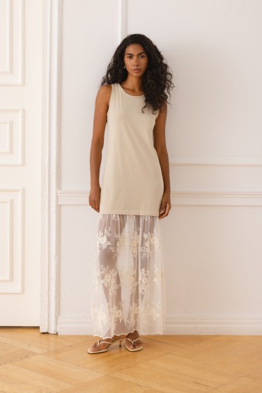 Marietta Dress Lace Beige