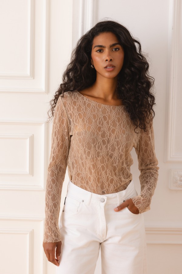Lace Blouse Beige