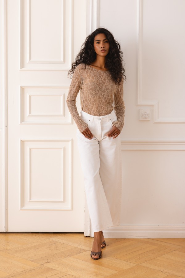 Lace Bluzka Koronkowa Beżowa