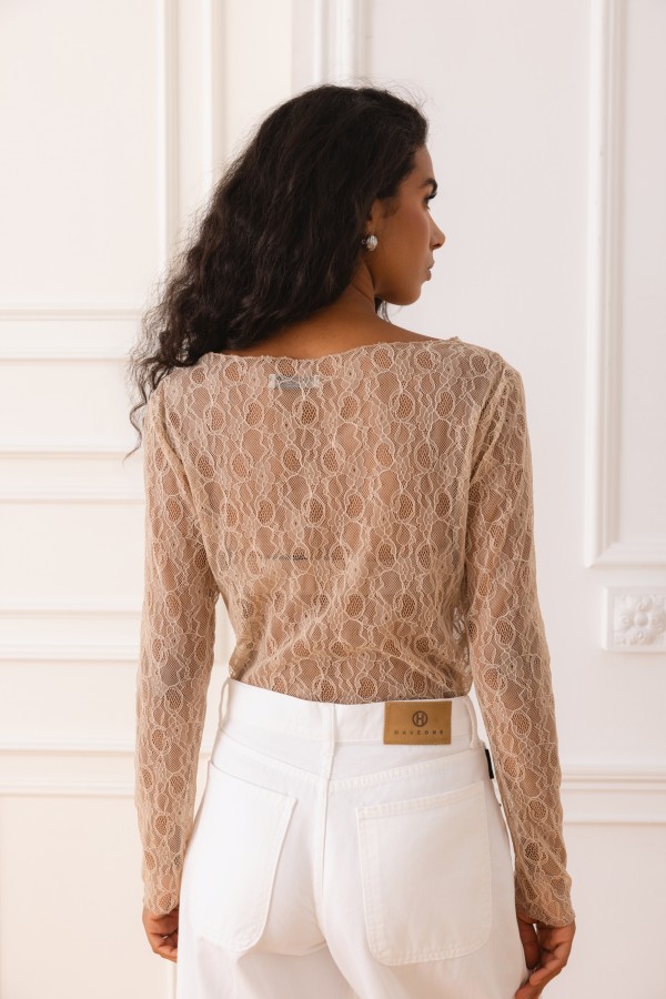 Lace Blouse Beige