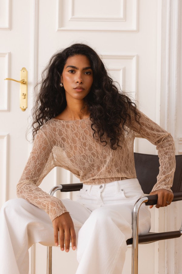 Lace Blouse Beige