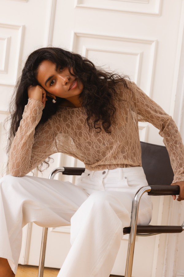 Lace Blouse Beige