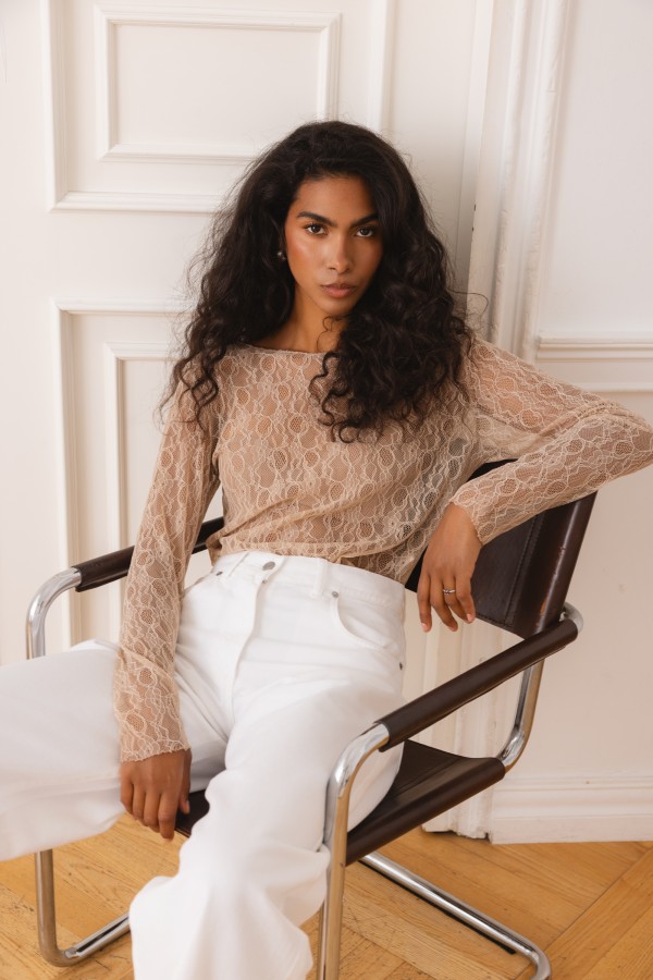 Lace Blouse Beige