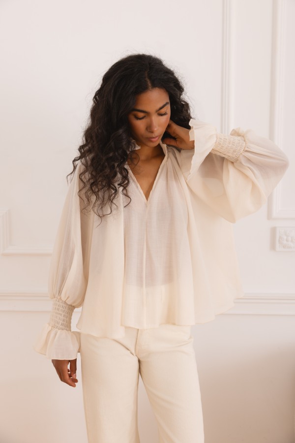 Anette Cream Viscose Blouse
