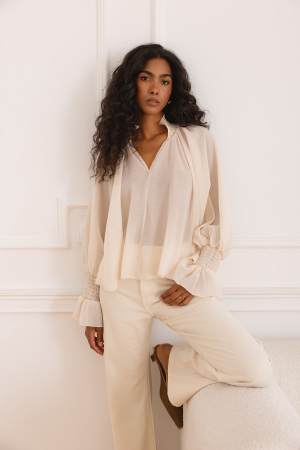 Anette Cream Viscose Blouse