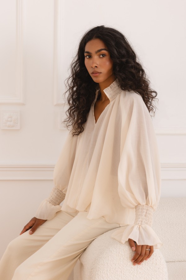 Anette Cream Viscose Blouse