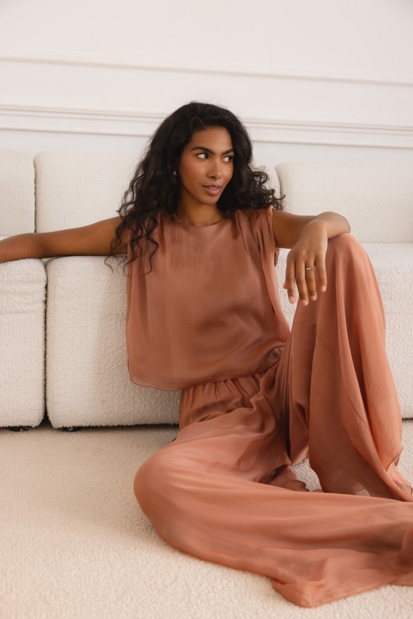 Olympia Bluzka Z Jedwabiem Soft Coral
