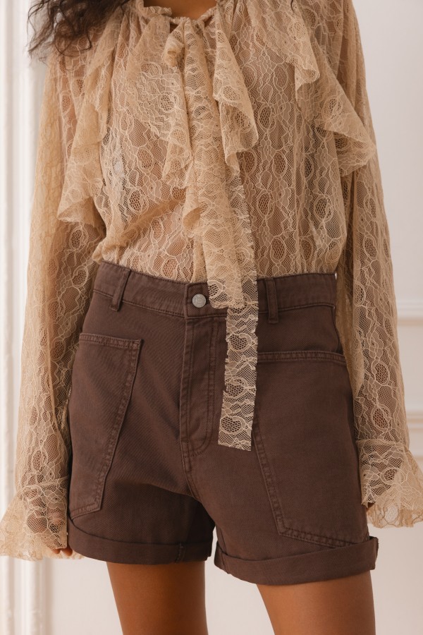 Q246 Shorts Denim Brown