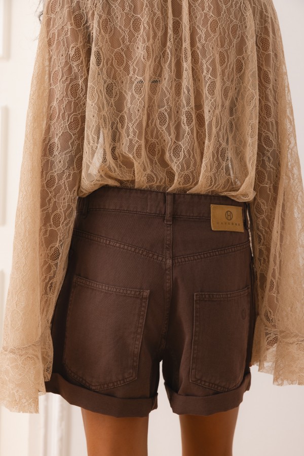 Q246 Shorts Denim Brown