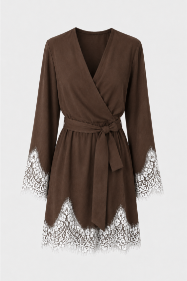 Polly Dress Lace Brown