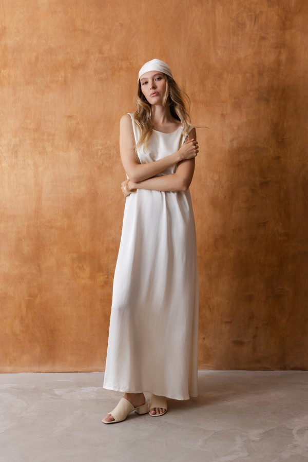 Clara Dress Satin Cream
