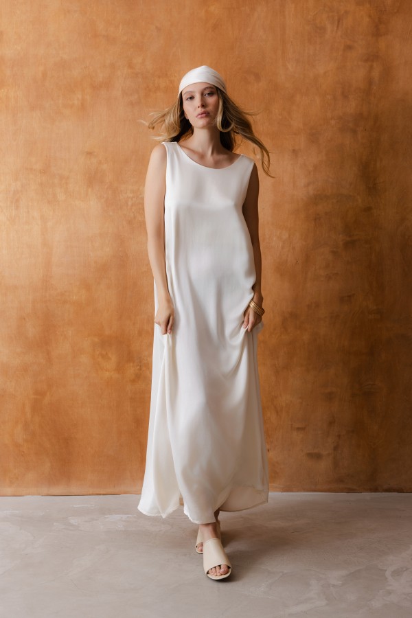 Clara Dress Satin Cream