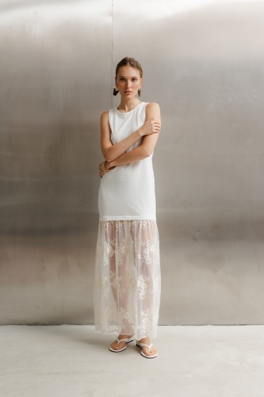 Marietta Dress Lace White
