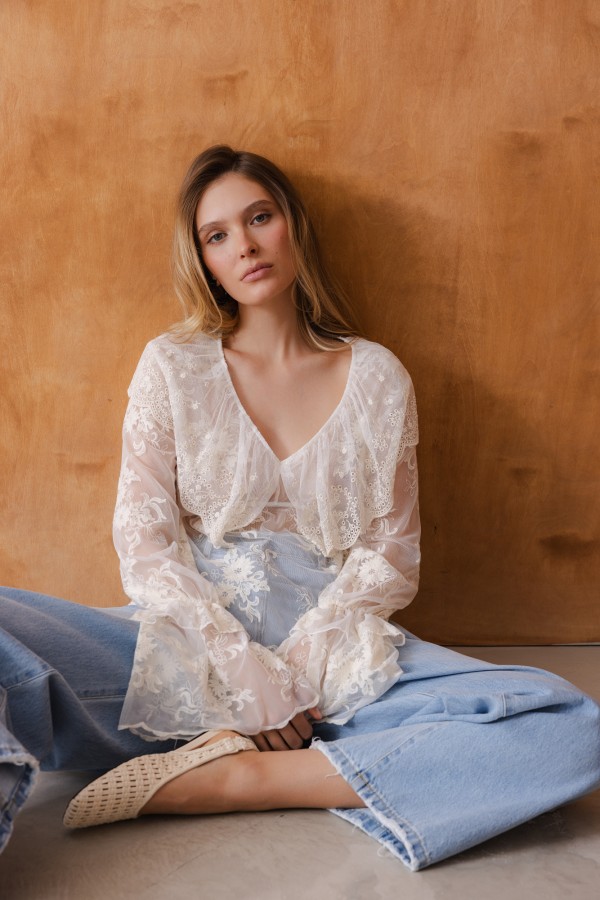 Emma Bluzka Koronkowa Cream