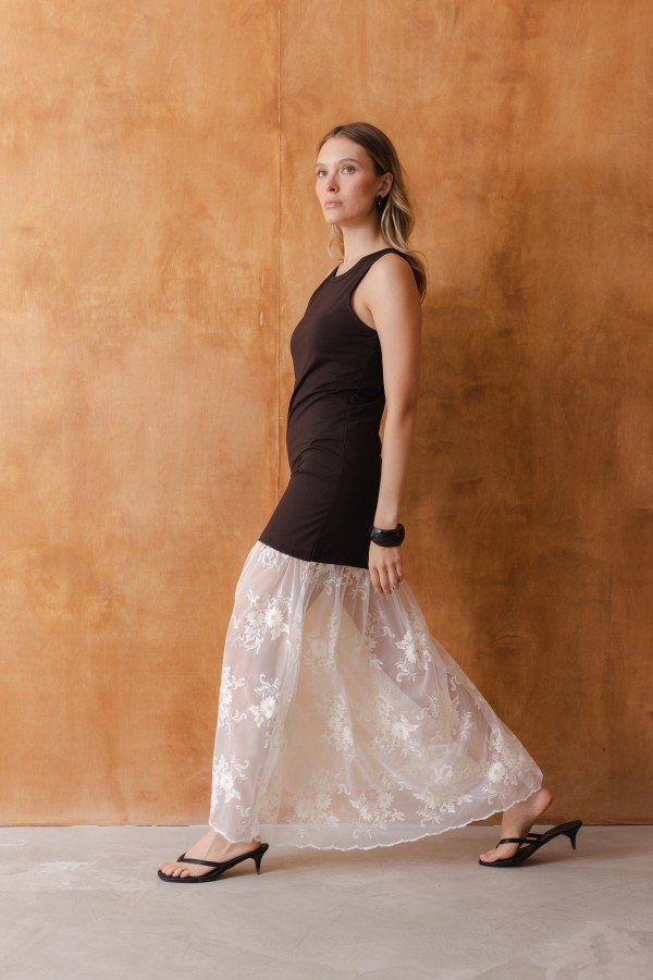 Marietta Dress Lace Brown