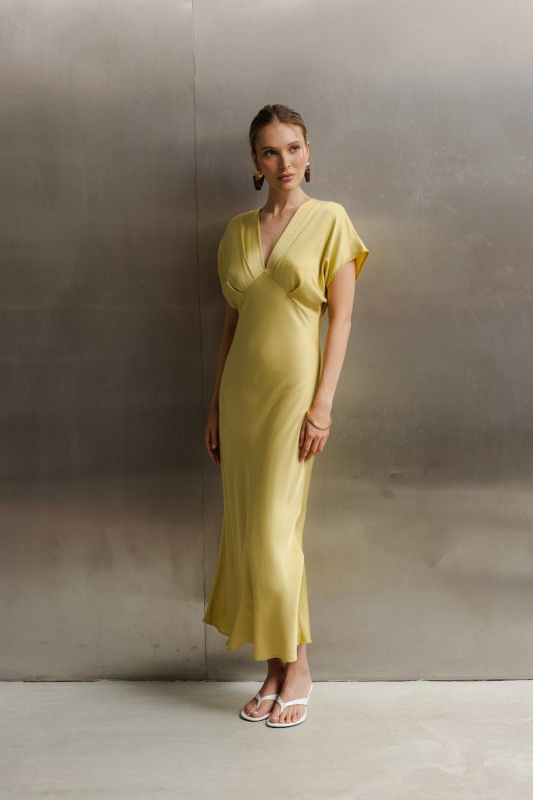 Tracy Dress Satin Lime