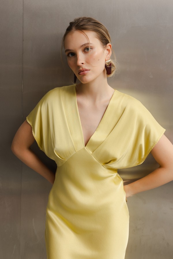 Tracy Sukienka Satynowa Lime