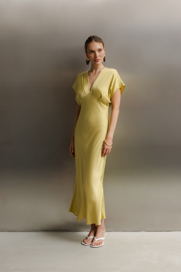 Tracy Dress Satin Lime