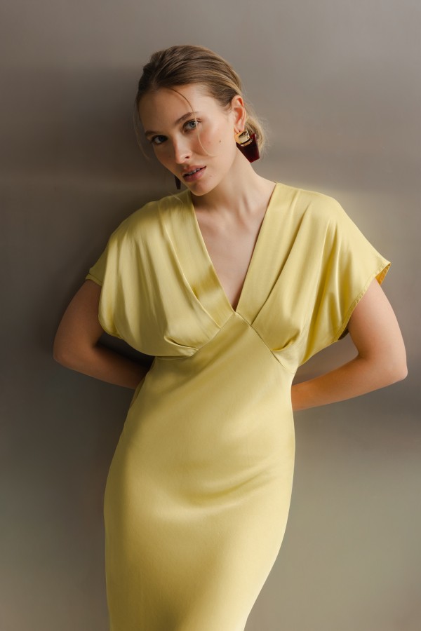 Tracy Dress Satin Lime