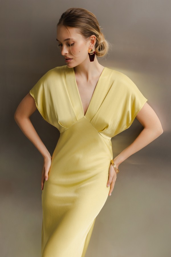Tracy Dress Satin Lime