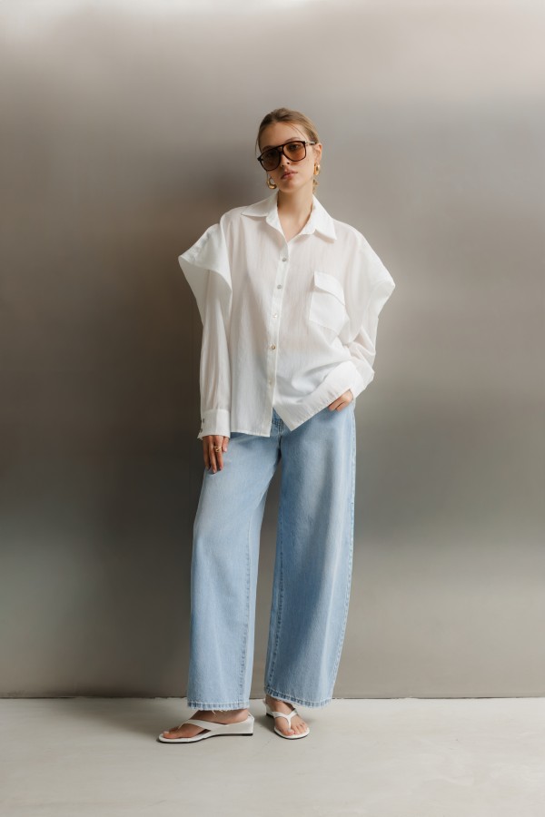 Q051 Jeans Wide Leg Blue