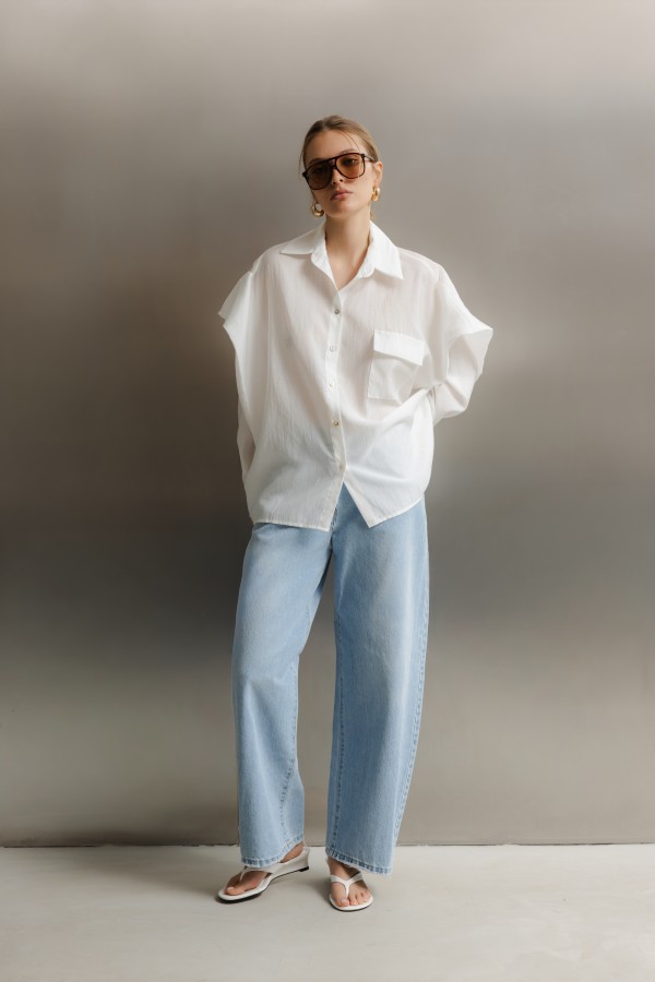 Q051 Spodnie Jeansowe Wide Leg Blue