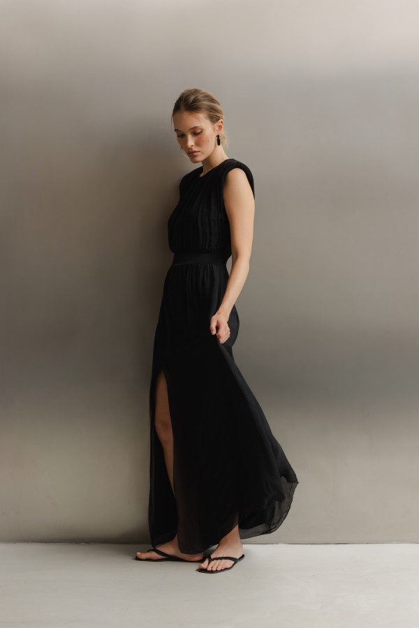 Jenna Sukienka Z Jedwabiem Czarna