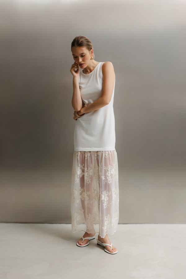 Marietta Dress Lace White