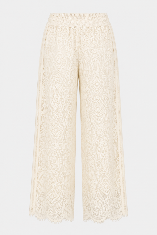 Sabina Trousers Lace with Stripes Cream