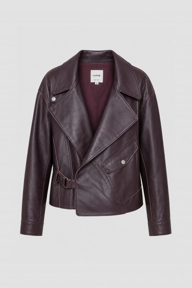 P102 Burgundy Leather Jacket