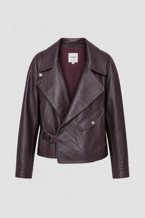 P102 Burgundy Leather Jacket