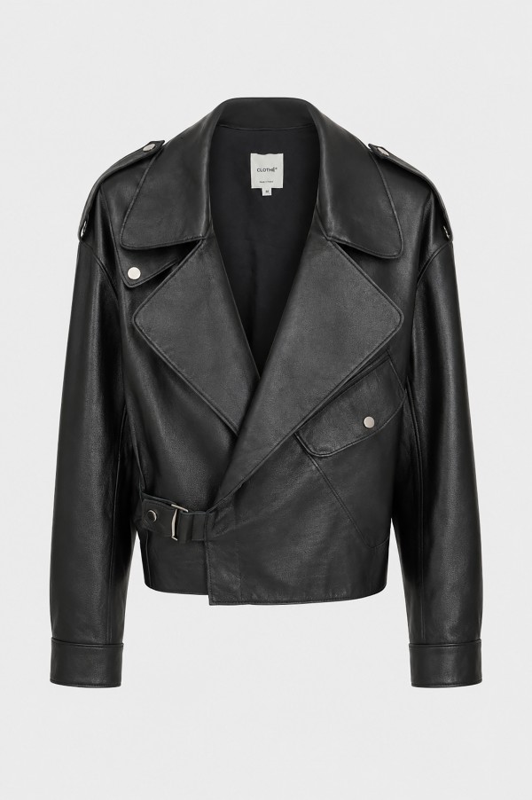 P102 Black Leather Jacket