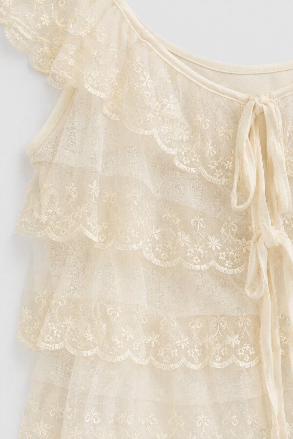 Mirella Blouse with Lace Ruffles Cream
