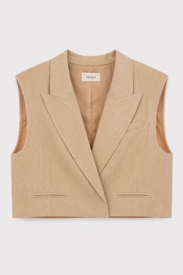 Luna Vest Striped Beige