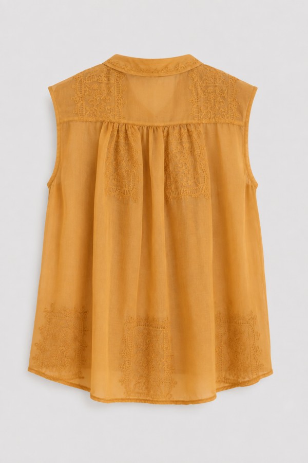 Carrie Blouse Embroidered Camel
