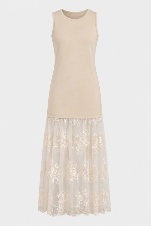Marietta Dress Lace Beige