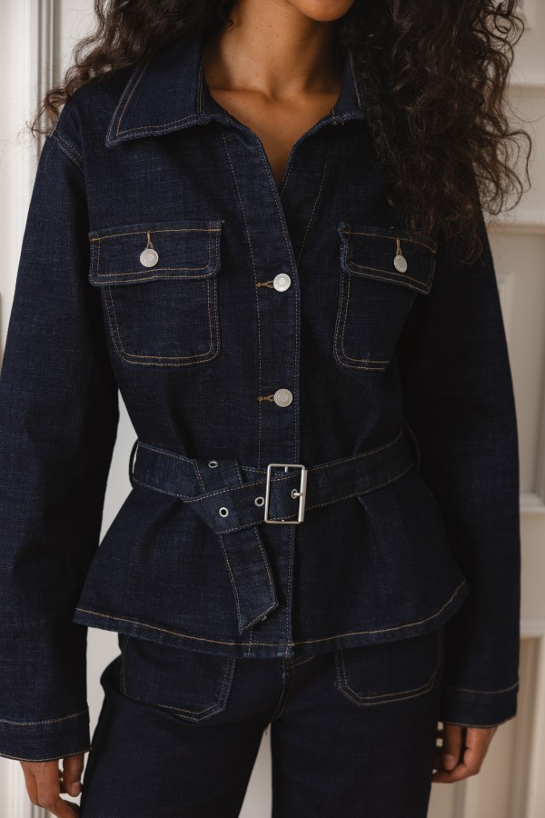 Riley Denim Shirt with Belt Blue