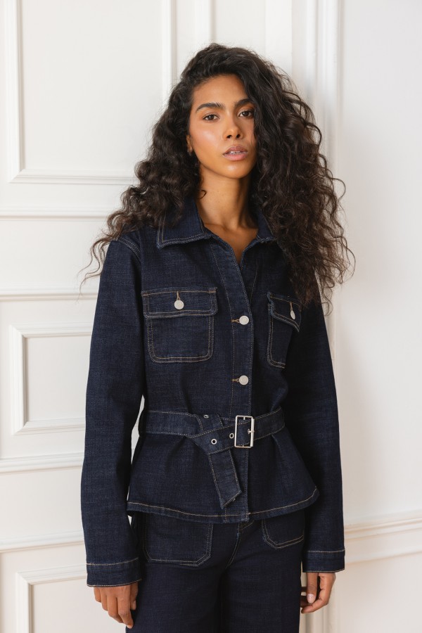 Riley Denim Shirt with Belt Blue