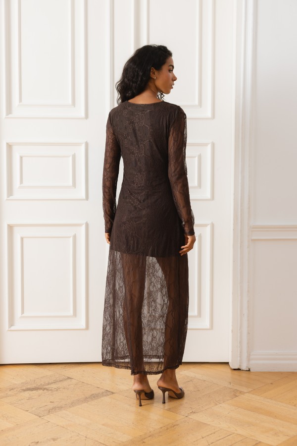 Olivia Dress Lace Brown