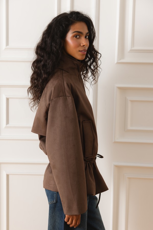 Y0046 Jacket Adjustable Waist Brown