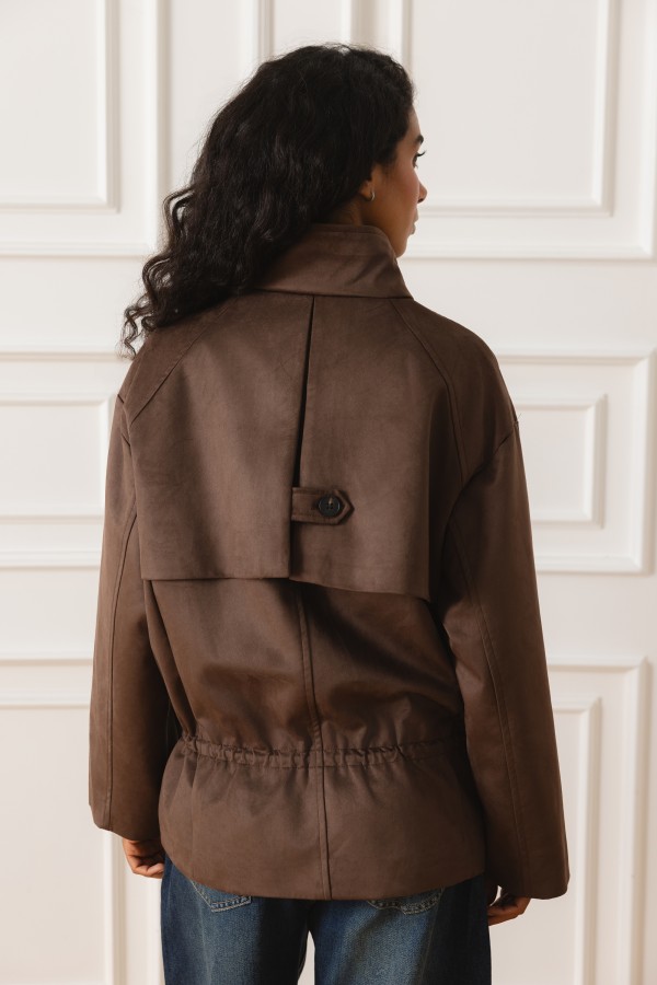 Y0046 Jacket Adjustable Waist Brown