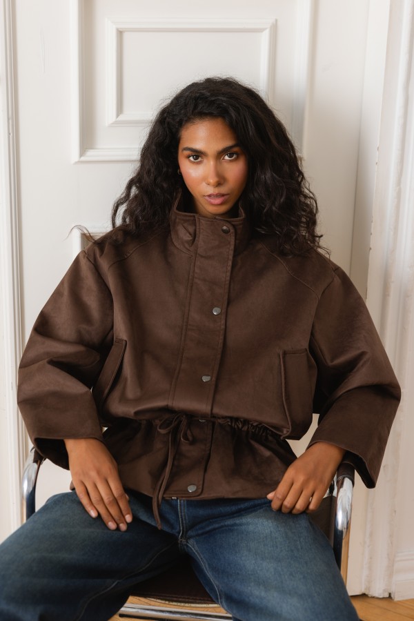 Y0046 Jacket Adjustable Waist Brown