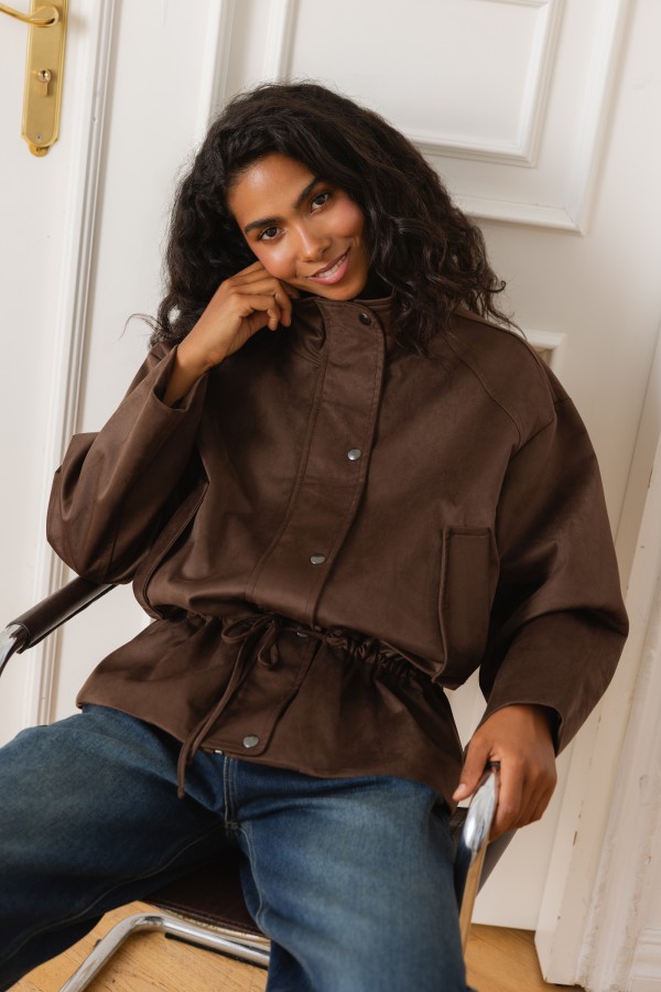 Y0046 Jacket Adjustable Waist Brown