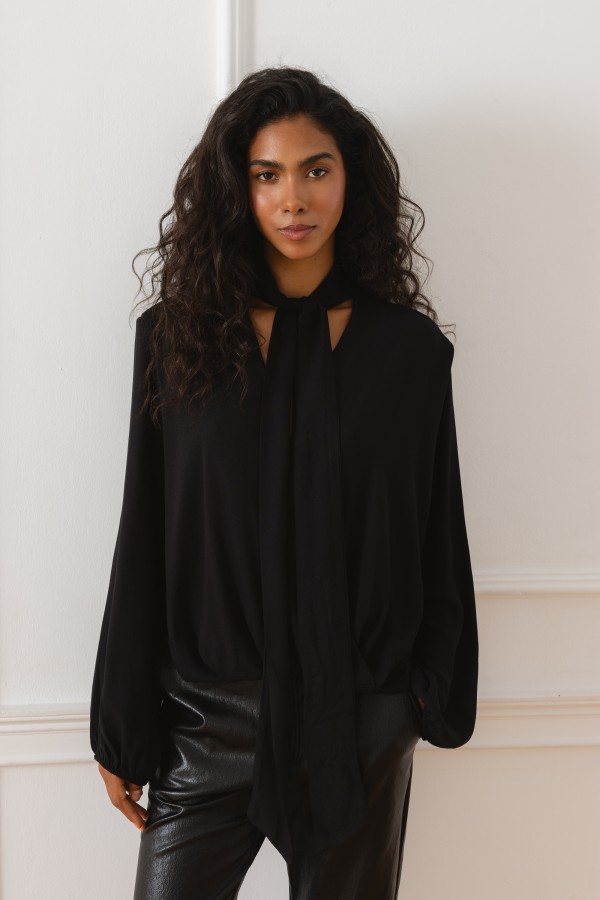 Melanie Blouse Tie Black