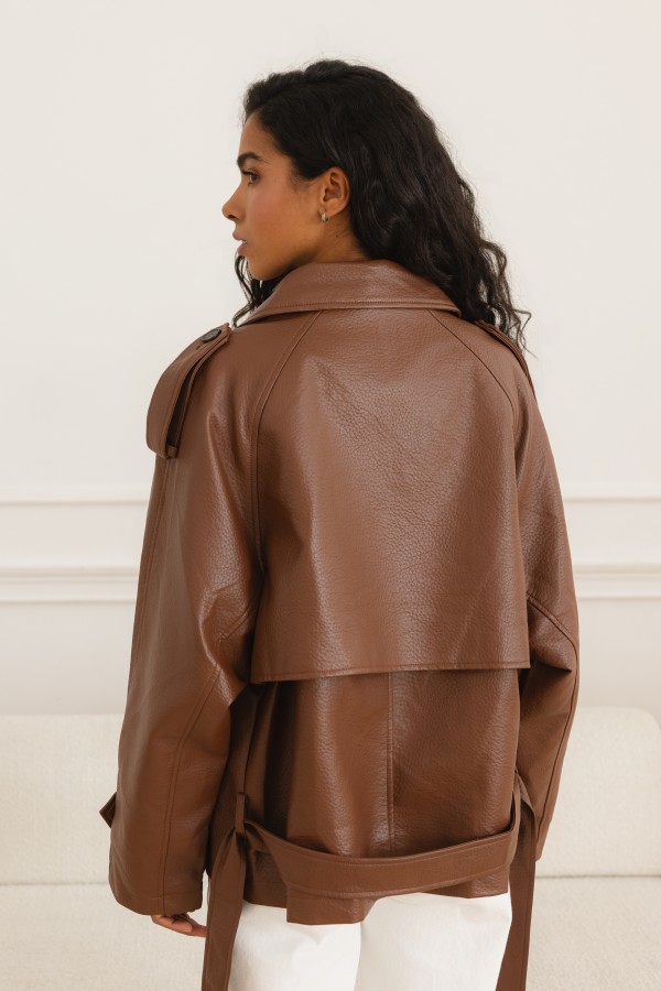 3632 Jacket Tie Waist Brown