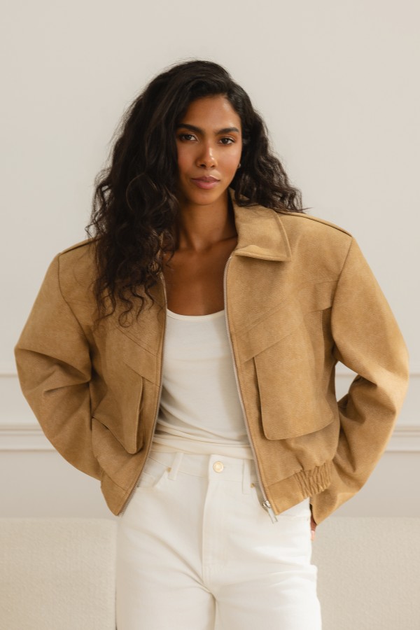 Siena Jacket Bomber Suede Beige
