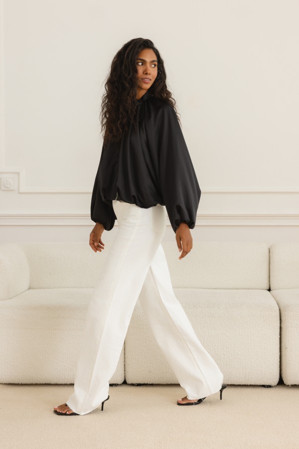 Nadia Jacket Satin Bomber Black