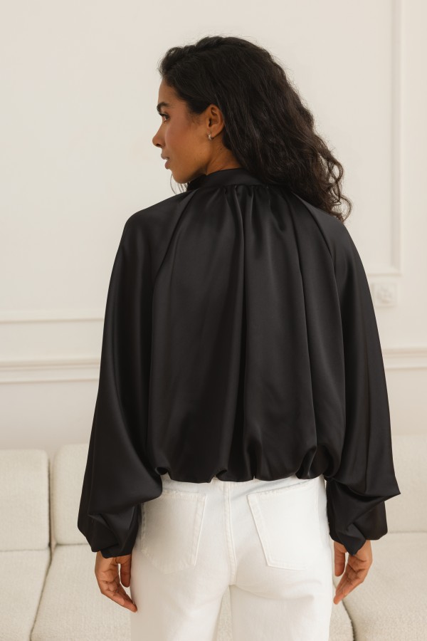 Nadia Jacket Satin Bomber Black